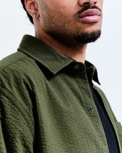 Cotton Seersucker Campus Overshirt