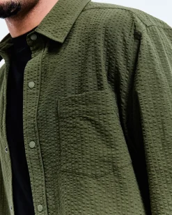 Cotton Seersucker Campus Overshirt
