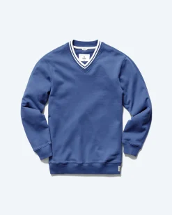 Midweight Terry Stripe Rib V-Neck